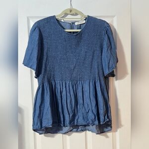 COPY - ARULA Denim Ruched Top, Size B (18-20)
